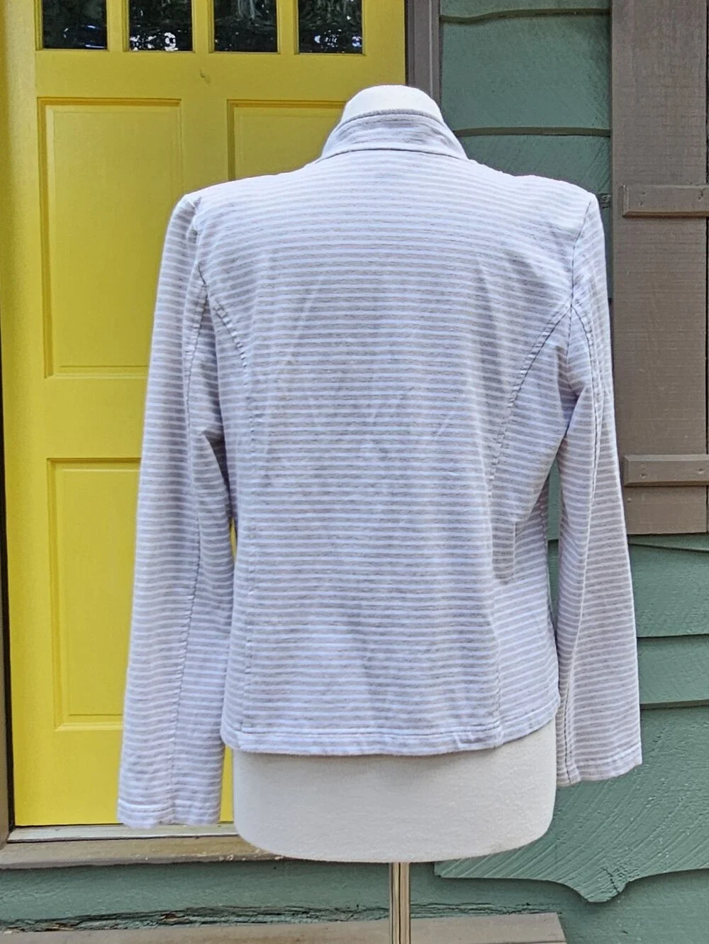Tommy Hilfiger Striped Military Knit Jacket Brass Crest Buttons Medium